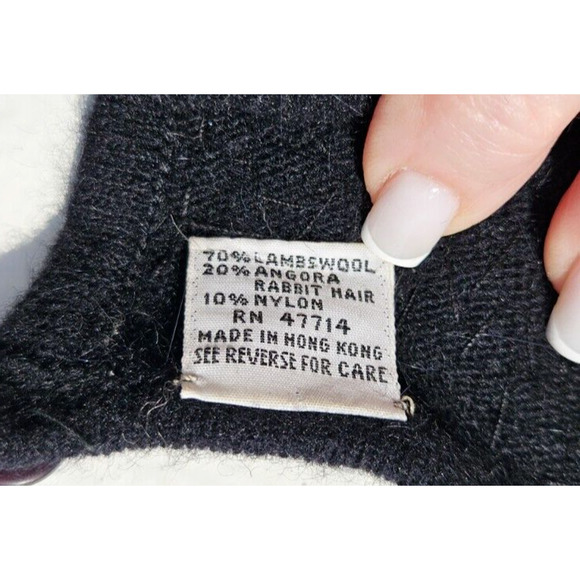 Vintage 80s Dress Small Black Gold Sequin Wool Angora Knit Retro Glam Party - Picture 6 of 7